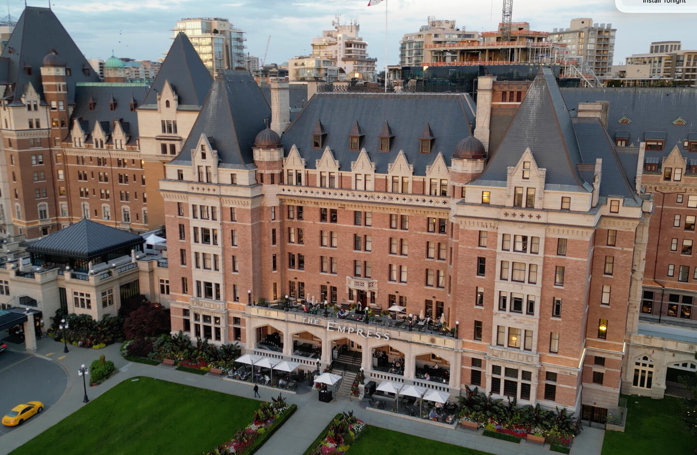 Fairmont Empress hotel aerial marketing photography Victoria